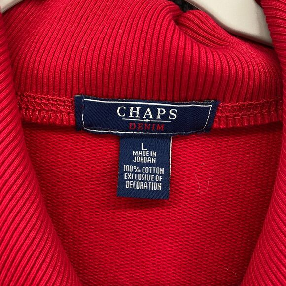 Chaps Cardigan Sweater Womens L Red Button Up Long Ladies Casual Holiday Comfy - Picture 5 of 7